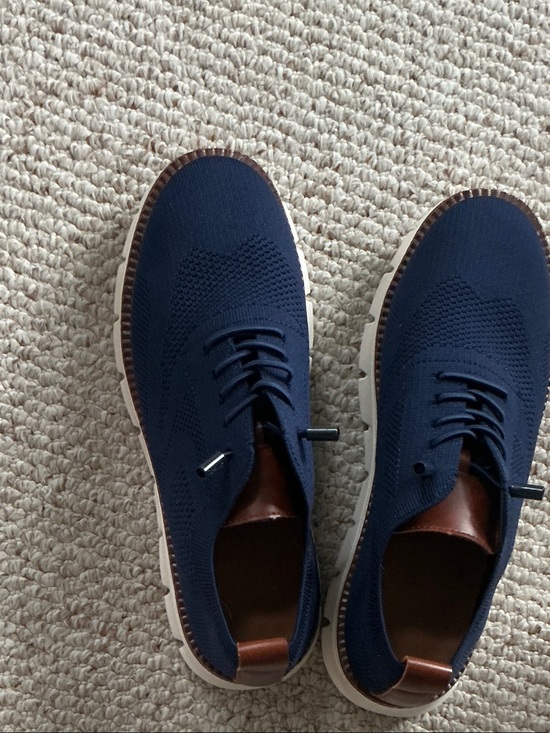 Ferrin Other - Men's Knit Navy Derby Shoes with Brown Trim